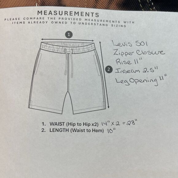 Levis 501 Shorts Womens Zipper Fly Tie Dye High Rise Denim Brown Black Sz 28 - Picture 2 of 12